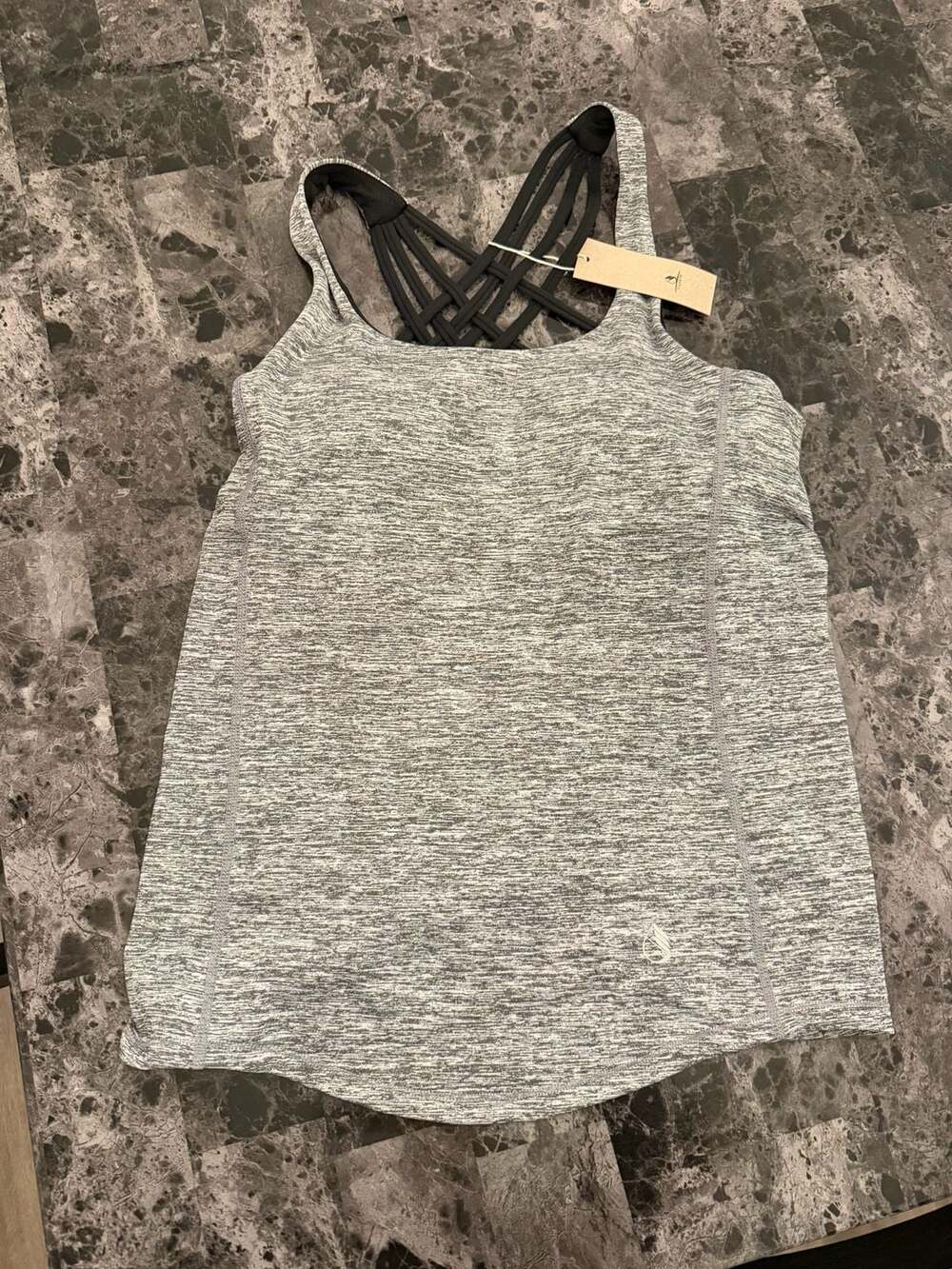 Icyzone Athletic Tank Top Size S Grey White Black Built-In Bra